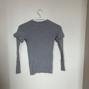 Gray Ribbed Knit Sweater